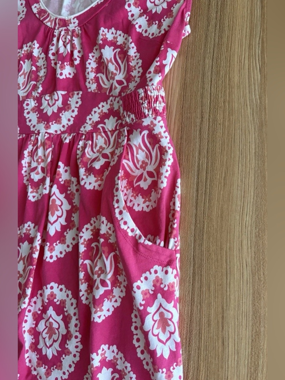 Boden Scoop Neck Jersey Dress Sz 6P Pink Pockets Floral Summer Comfort Travel - Picture 5 of 9